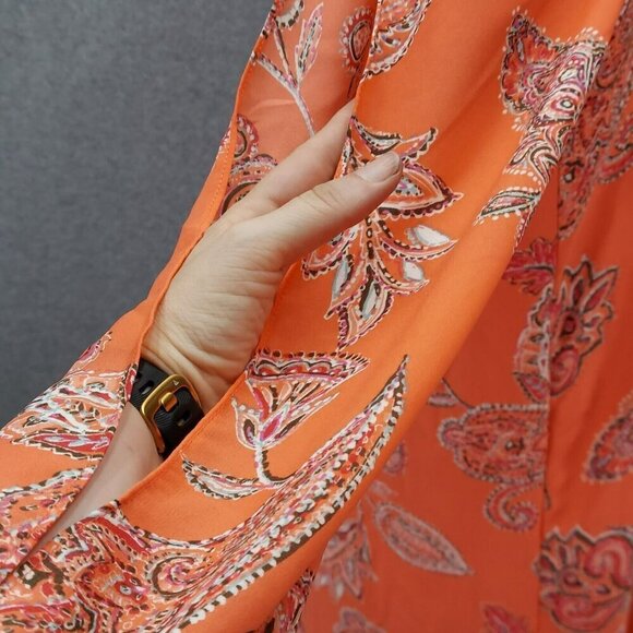 Cato Women's Orange/Pink Boho Style Floral and Paisley Print Dress Size L - Picture 3 of 7